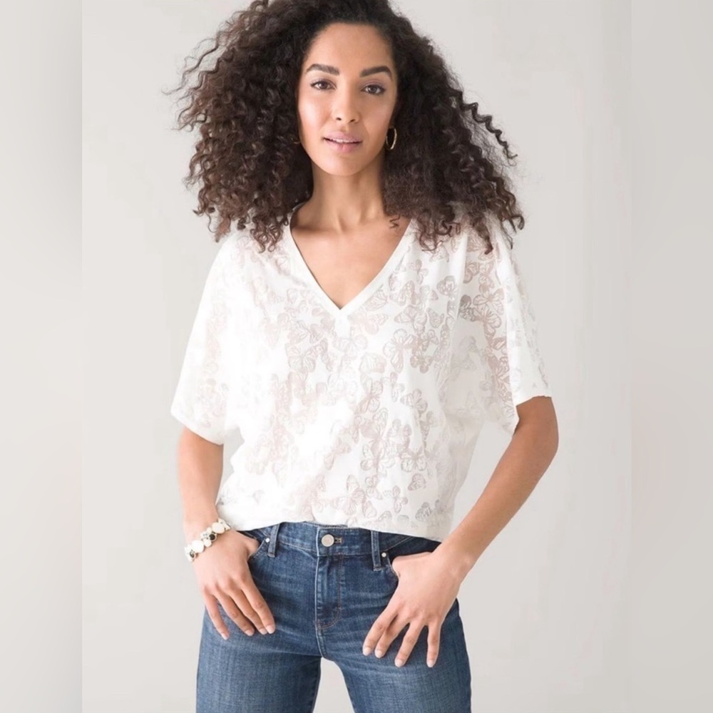 White House Black Market Sheer White Tee